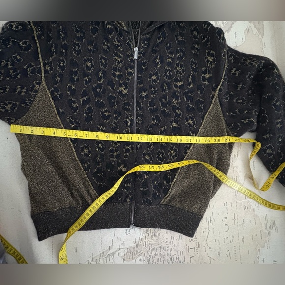 Blumarine Cashmere & Wool Full Zip Hooded Cardigan Textured Leopard Print M - Picture 6 of 14